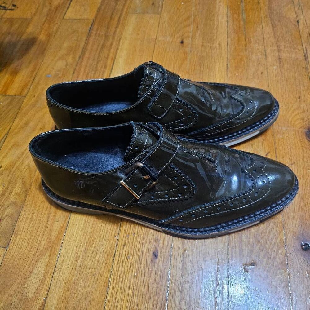 Miista London Green Oxford Loafers Lace Up Women Size 38